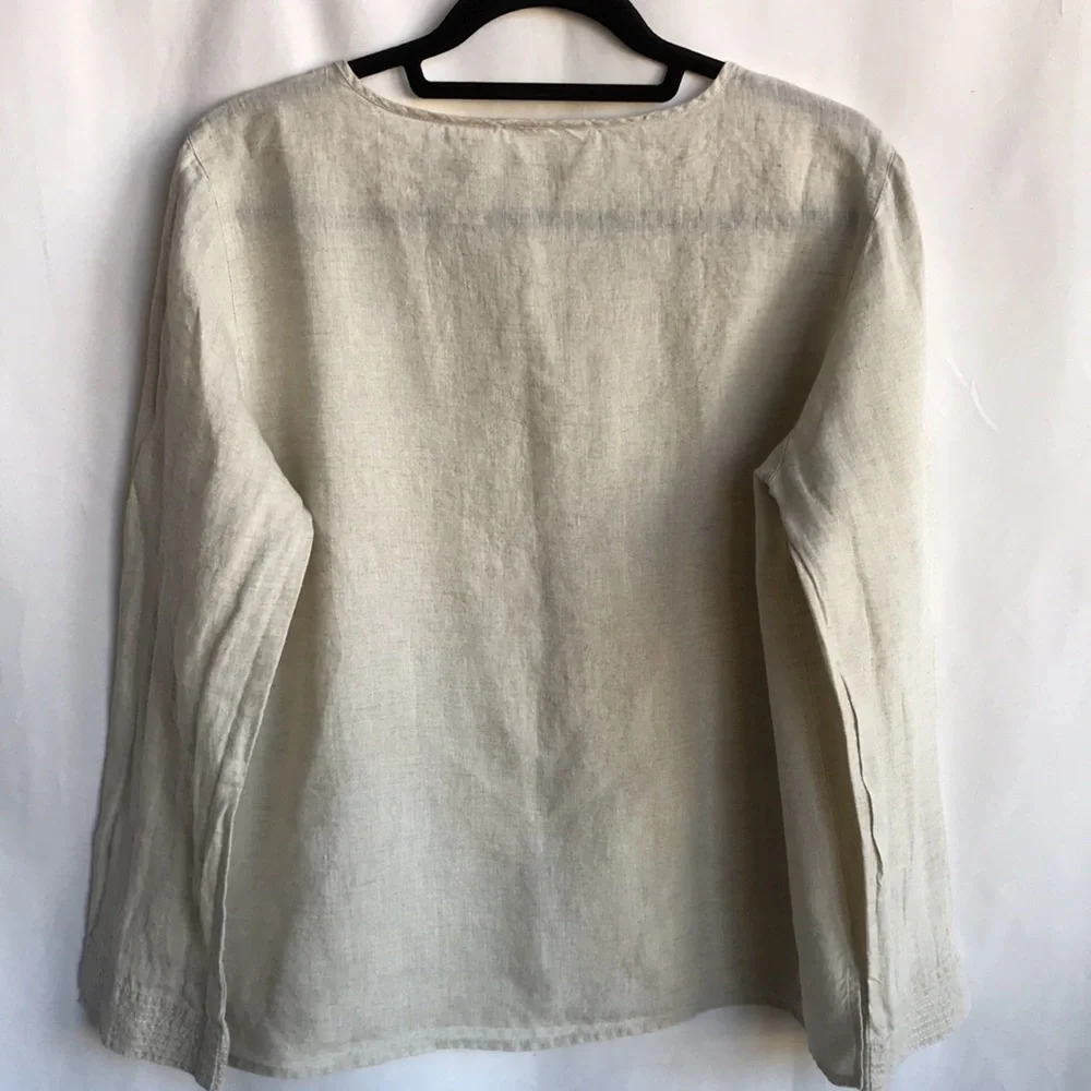 Liz Claiborne oatmeal linen tunic, size L - Picture 4 of 6